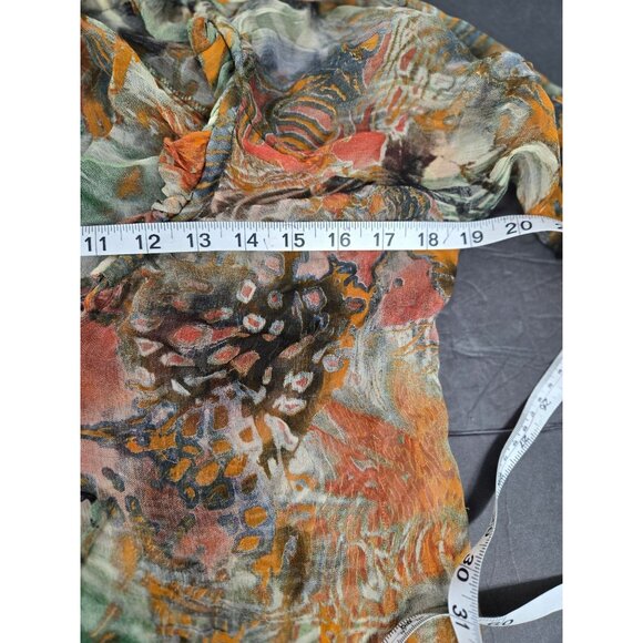 Casual Studio Sheer Floral Boho Tunic Ruffle Neckline Sleeves M Rayon India - Picture 5 of 7